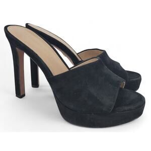Veronica Beard Dali Platform Heels Black Suede Womens‎ 7 Elegant Open-Toe Sandal